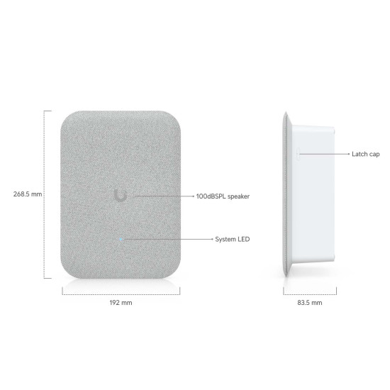 Difuzor AI PoE UniFi Ubiquiti pentru interior cu alerte inteligente și montare încastrată, UP-AI-Speak